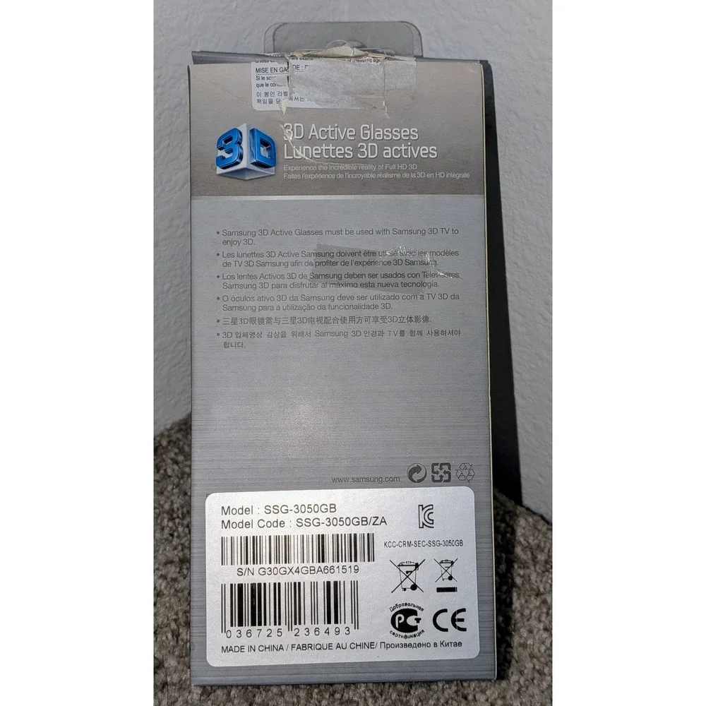 Samsung 3D Active Glasses SSG-3050GB‎ Accessory for Smart TV New in Box